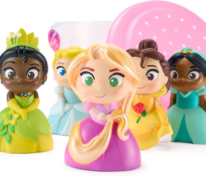 Disney Conjunto de brinquedos de banho oficiais das Princesas da Disney Store, 5 peças, inclui Bela, Cinderela, Jasmine, Rapunzel e Tiana, balde com tampa escorredora, brinquedos para banho ou piscina infantil, a partir de 6 meses