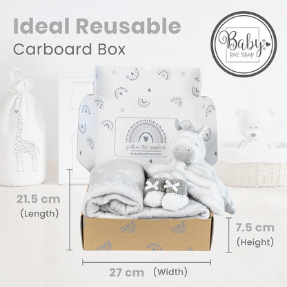 Baby Box Shop - Presentes personalizados para bebês - Cobertor de bebê personalizado e edredom de bebê zebra personalizado com botinhas de algodão cinza e branco, ideais para presentes de batizado