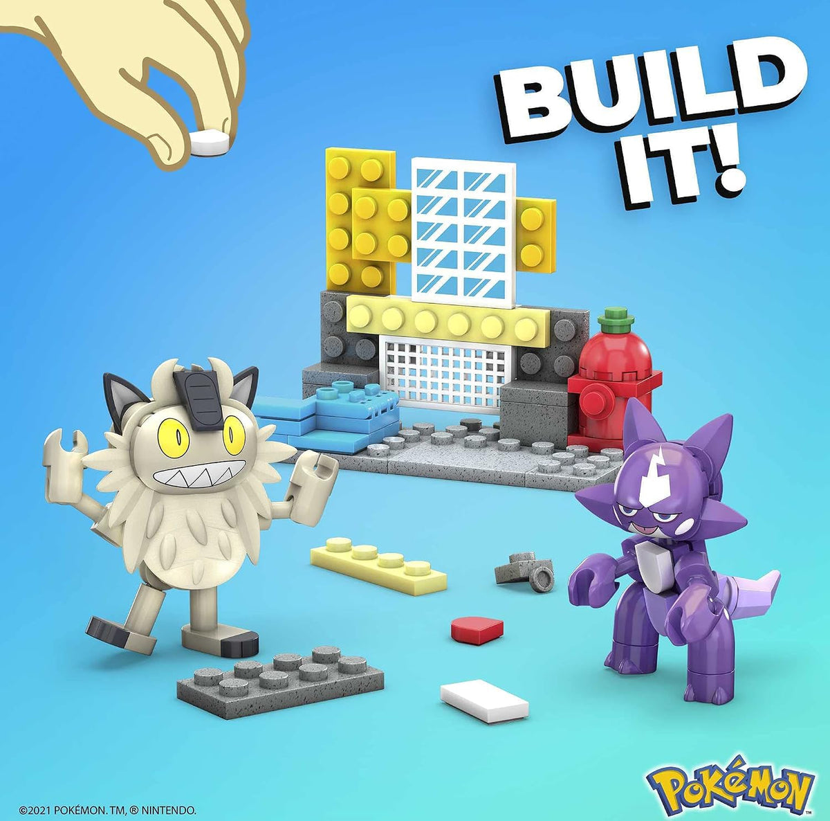 MEGA Conjunto de Montagem Construx Pokémon Galarian Meowth vs. Toxel