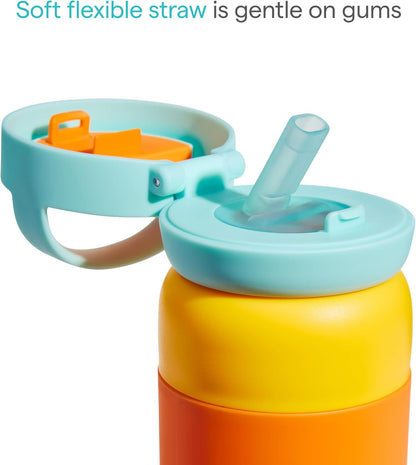 Munchkin Garrafa de Água Térmica com Canudo Stay Cool | 24m+ | 355ml | Laranja