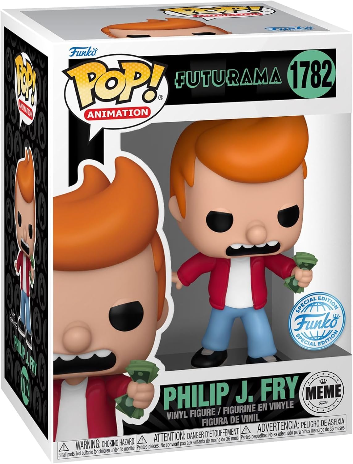 Funko POP! TV: Meme - Fry - Futurama - Exclusivo da Amazon - Figura Colecionável de Vinil - Ideia de Presente - Produto Oficial - Brinquedo para Crianças e Adultos - Fãs de TV - Figura Modelo para Colecionadores