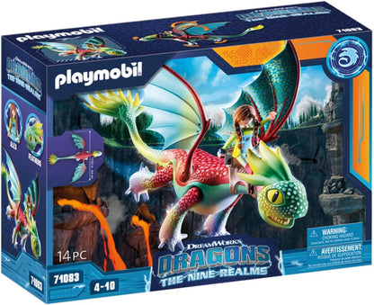 Playmobil 71083 Como Treinar o Seu Dragão: Nove Reinos Feathers e Alex, Brinquedo de Dragão com asas móveis e personagens de TV, Divertido Jogo de RPG Imaginativo, Conjunto Adequado para Crianças a partir de 4 Anos