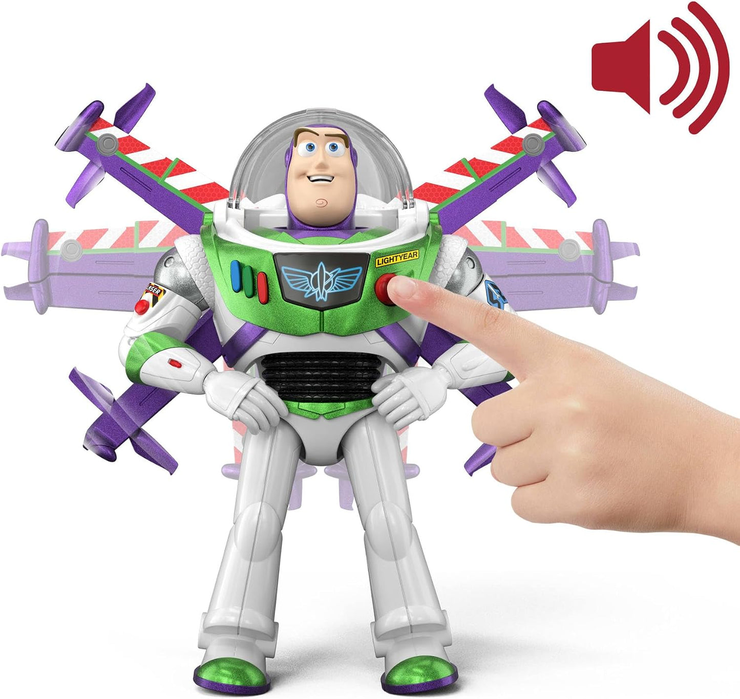 Mattel Disney e Pixar Toy Story 5 Buzz Lightyear Modo de Voo Hi-Tech | Ativação de Asas Móveis, Boneco de 30 cm, Mais de 35 Sons e Frases do Filme, JKL97