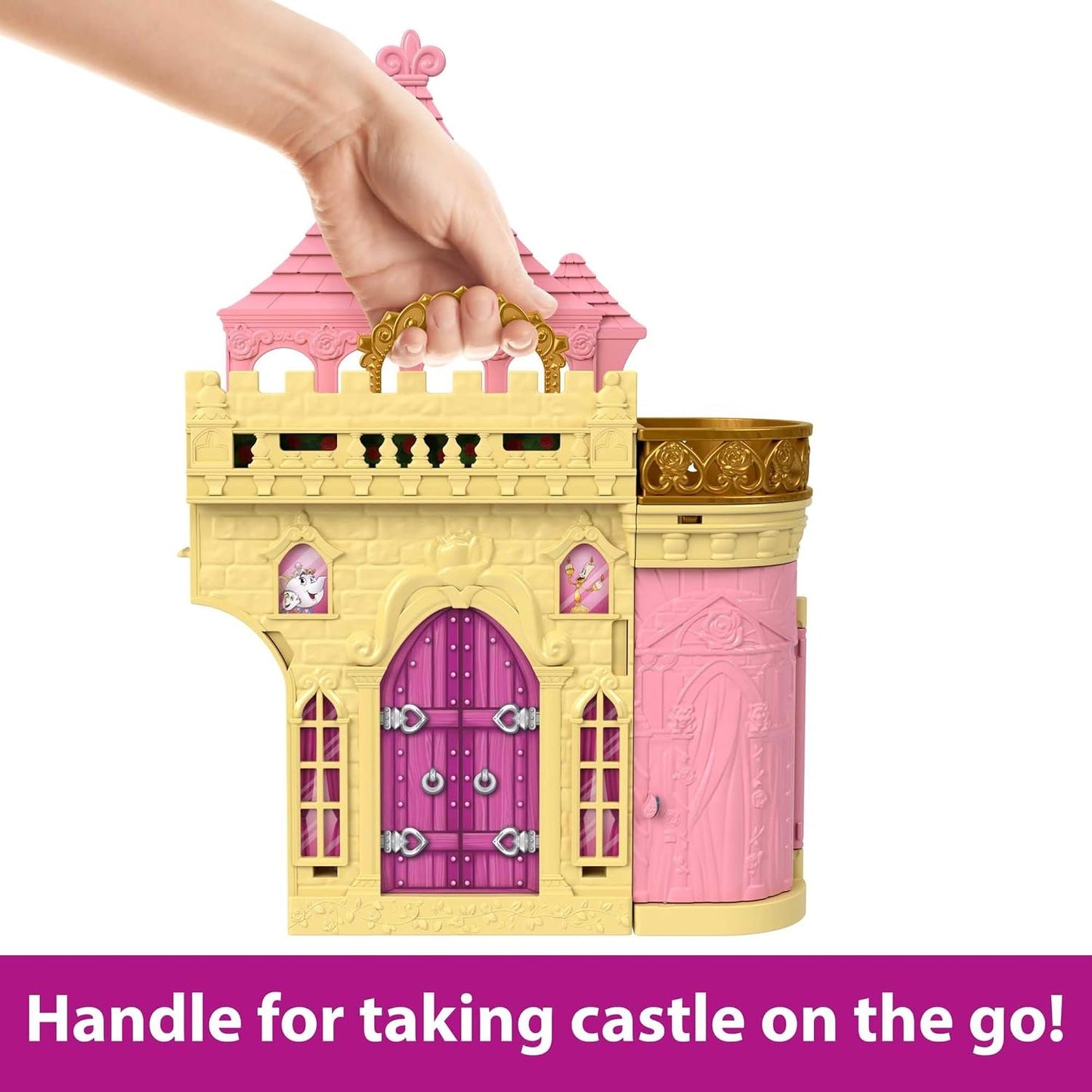 Mattel Conjunto de Brinquedo Casa de Bonecas Disney Princess Belle Storytime Stackers da | Boneca pequena articulada da Bela com saia removível, 4 personagens amigos e 4 acessórios, inspirado no filme da Disney, JDP54