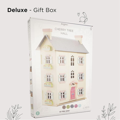 Le Toy Van - Salão da Cerejeira Grande Casa de Bonecas de Madeira | Conjunto de jogos de casa de bonecas de madeira de 4 andares - adequado para maiores de 3 anos