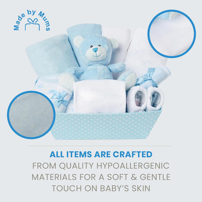 Conjunto de presentes para bebês meninos - 12 itens essenciais para recém-nascidos - Presentes ideais para chá de bebê para meninos, Baby Box Shop Conjunto de presentes personalizados para bebês meninos - 12 presentes
