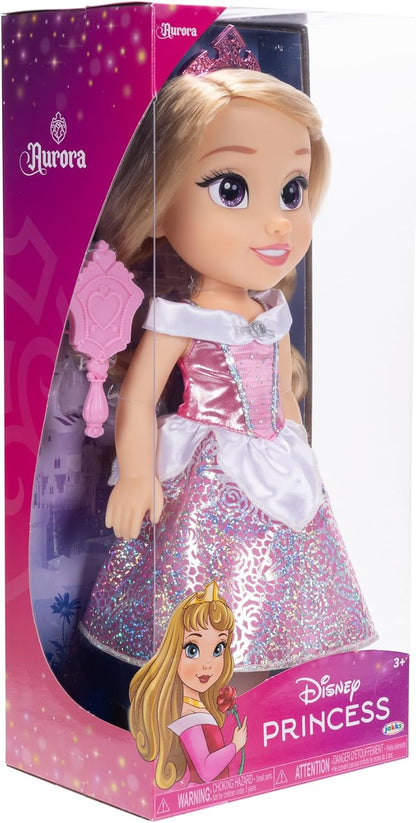 Disney Boneca Princess My Friend Aurora 35 cm Olhos Com Brilho Cintilante, Vestido De Princesa Removível, Tiara, Sapatos Fáceis De Calçar E Tirar