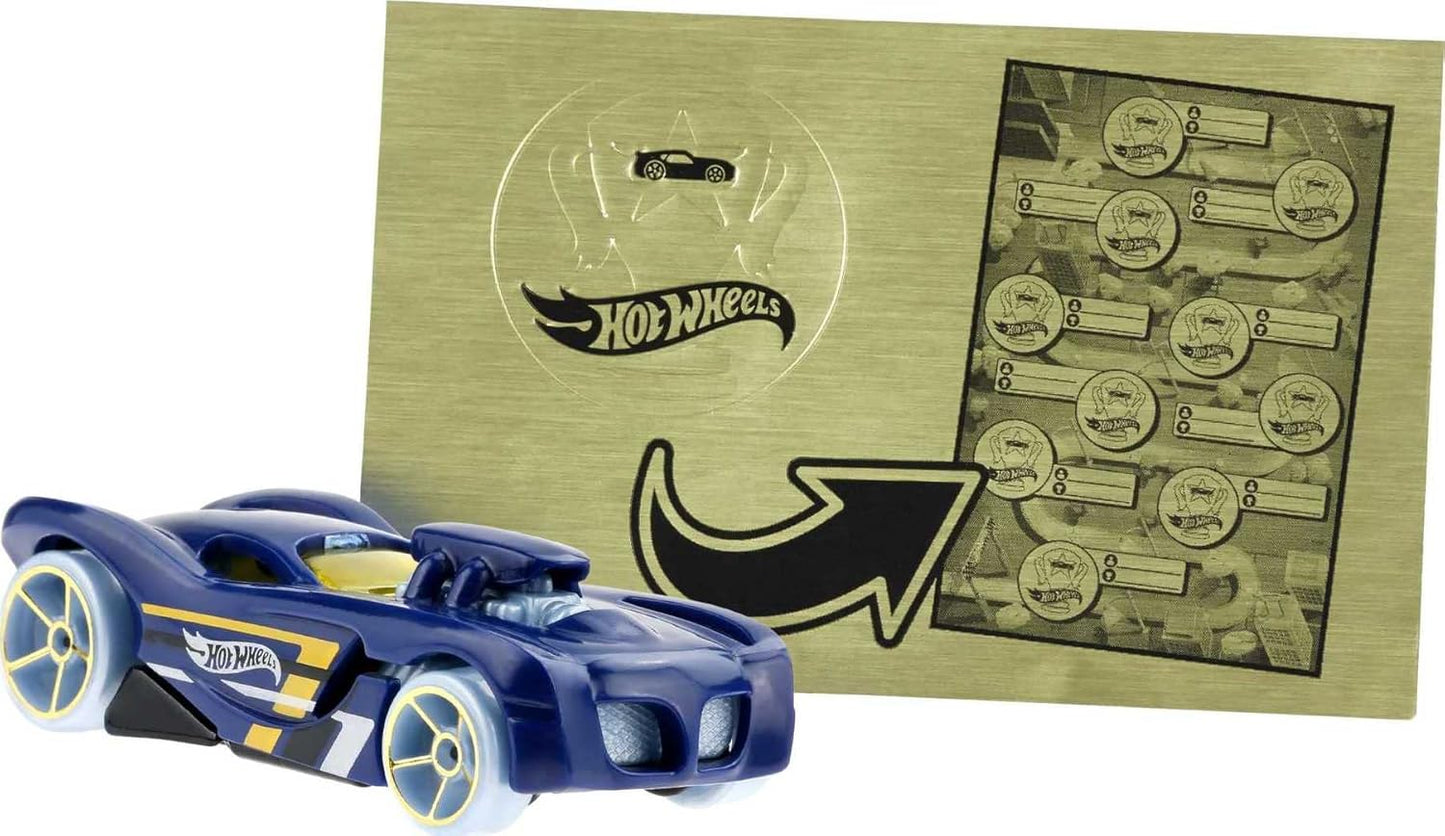 Hot Wheels HW Rewards - Conjunto com 10 carrinhos sortidos em escala 1:64, embalados individualmente, com adesivos dourados. Ideal para crianças a partir de 3 anos. HGJ94