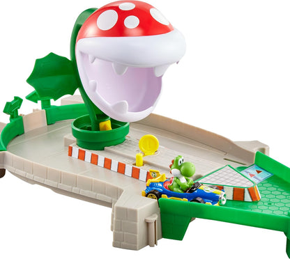Hot Wheels Conjunto de pistas Mario Kart com 4 pistas diferentes, veículos Mario Kart em escala 1:64 e o Nemesis do videogame.