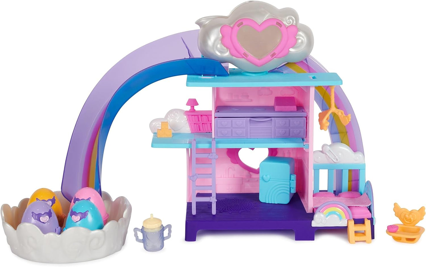 HATCHIMALS Alive, brinquedo Hatchi-Nursery Playset com 4 minifiguras em ovos auto-incubados, 13 acessórios, brinquedos infantis para meninas e meninos a partir de 3 anos