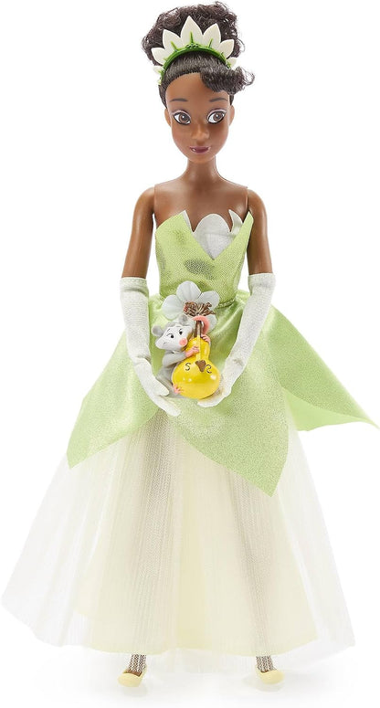 Disney Boneca Clássica Oficial da Tiana  para Crianças – A Princesa e o Sapo, 28 cm (11 pol.) – Boneca Totalmente Articulada com Vestido Icônico Inspirado em Lírio e Amigo da Personagem – Indicada para Maiores de 3 Anos