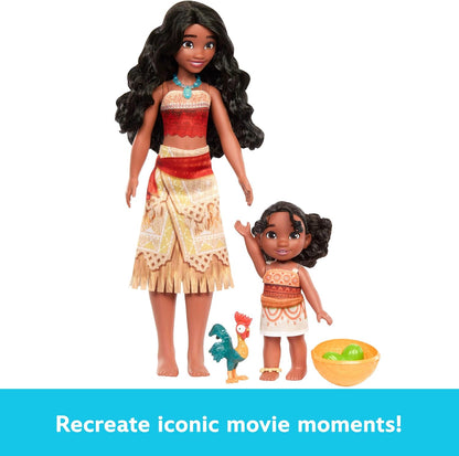 Mattel Conjunto de Irmãs Disney Moana 2 da com 2 Bonecas Fashion e Acessórios | Bonecas Articuladas Moana e Simea com Roupas Características Removíveis, Figura do Animal Heihei e Acessórios, JBT41