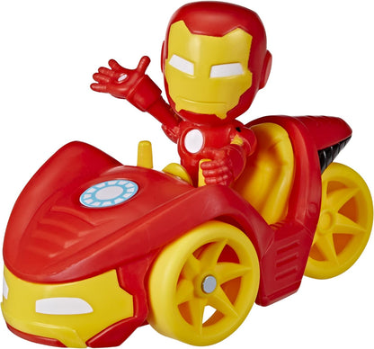 SPIDEY AND HIS AMAZING FRIENDS Hasbro Marvel Iron Man Action Figure e Iron Racer Vehicle, Iron Man Toy para crianças de 3 anos ou mais, multicolorido