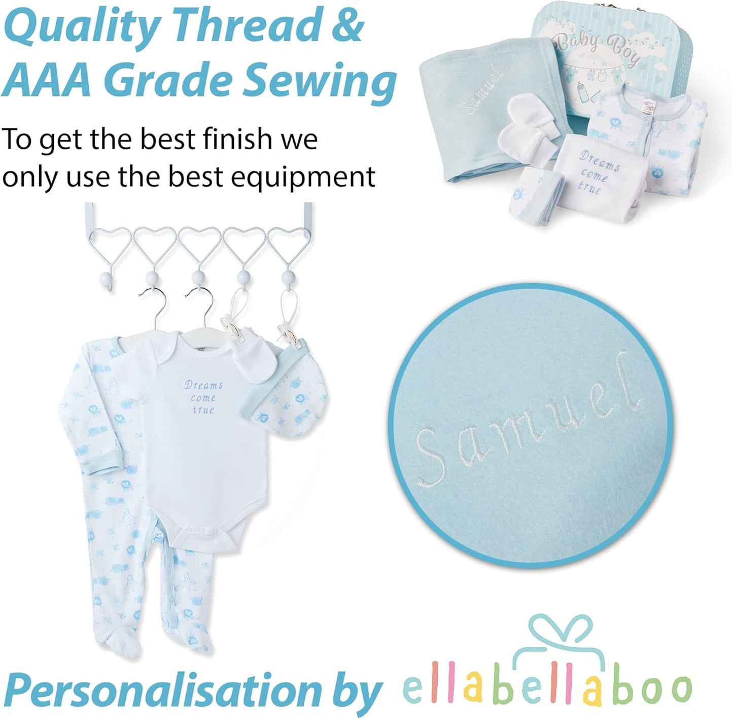 Ellabellaboo Presentes personalizados para bebês meninos - Presentes para recém-nascidos, Conjunto de presentes personalizados para bebês - Presentes para recém-nascidos