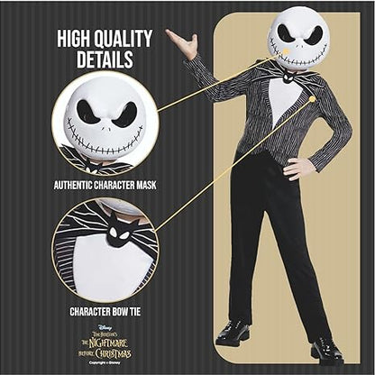 DISGUISE  Disney oficial premium pesadelo  jack skellington traje crianças com máscara sólida, terno fantasia trajes de halloween para crianças