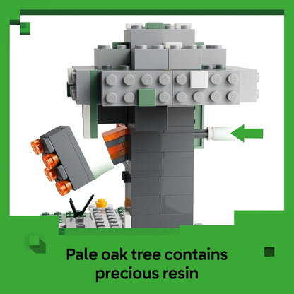 LEGO Minecraft O Jardim Pálido - Brinquedo em Miniatura com Minifigura Rangente e Figuras de Mobs Homem-Mariposa, Creeper e Esqueleto - Presente para Jogadores a partir de 7 Anos - 21586
