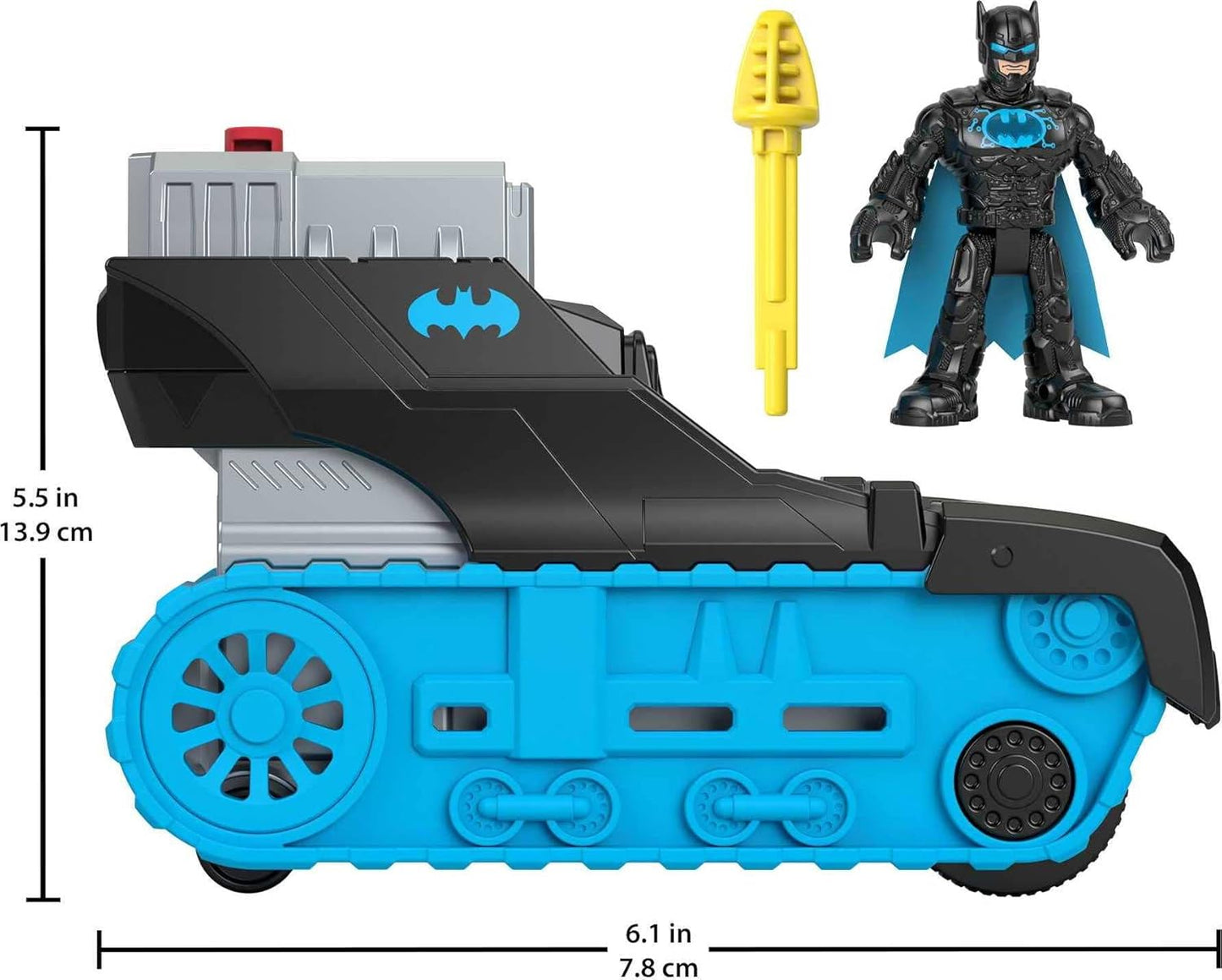 Fisher Price Imaginext GVW26 DC Super Friends Bat-Tech Tank, veículo de empurrar com figura do Batman para crianças em idade pré-escolar de 3 a 8 anos, multicolorido, 13,9 cm x 9,6 cm x 19,9 cm