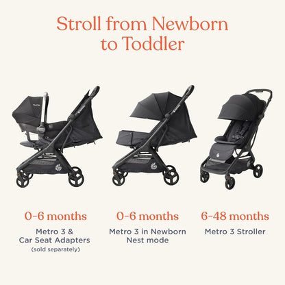 Ergobaby Carrinho de Bebê Metro3 com Função de Reclinação, Ideal para Bebês de 0 a 4 Anos (do Nascimento até 22kg), Dobrável e Compatível com Bebê Conforto, Alça Ajustável em Altura, Assento Ergonômico, Cor Oliva Macia