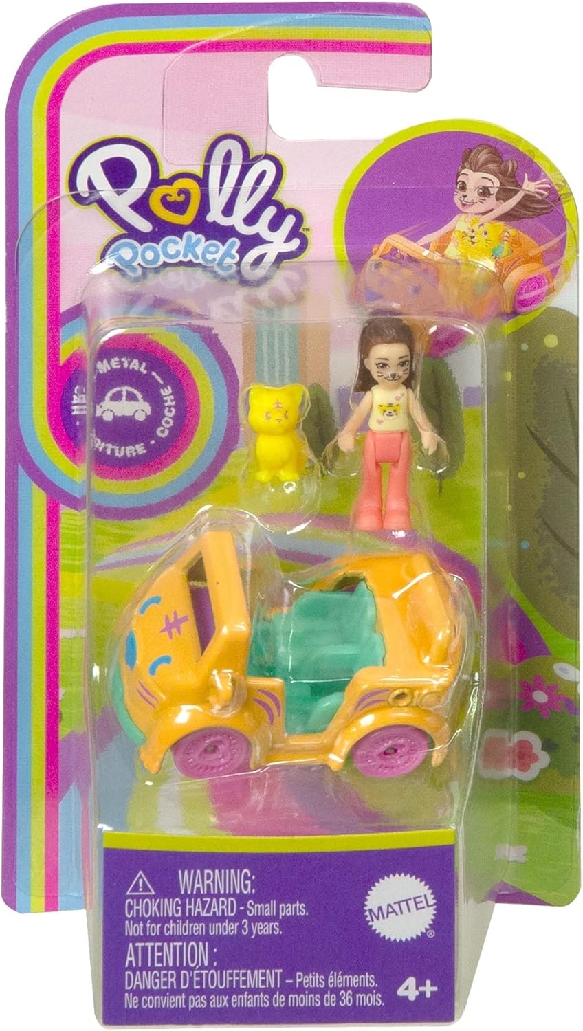 Polly Pocket Conjunto de bonecos de brinquedo da marca , inclui 1 veículo, 1 boneca e 1 animal de estimação, a partir de 4 anos, 5,5 x 1,75 x 3,25 polegadas