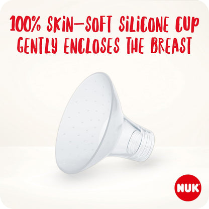 NUK  Bomba tira leite elétrica macia e fácil | Copos macios 100 por cento de silicone | Pequeno, leve, silencioso | Bateria recarregável para viagens | Copos de 24 mm e 27 mm | 1 x mamadeira de combinação ideal