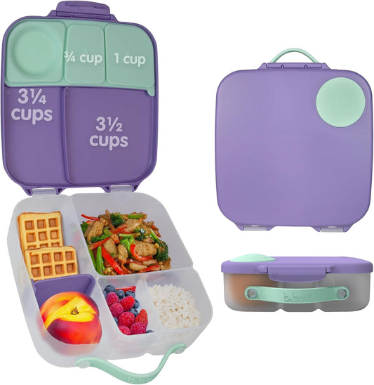 b.box Lancheira | Caixa Bento Grande com 4 Compartimentos (2 à Prova de Vazamentos), Divisória Removível, Bolsa Térmica de Gelo | Ideal para a Escola | a partir de 3 anos | Capacidade de 2L