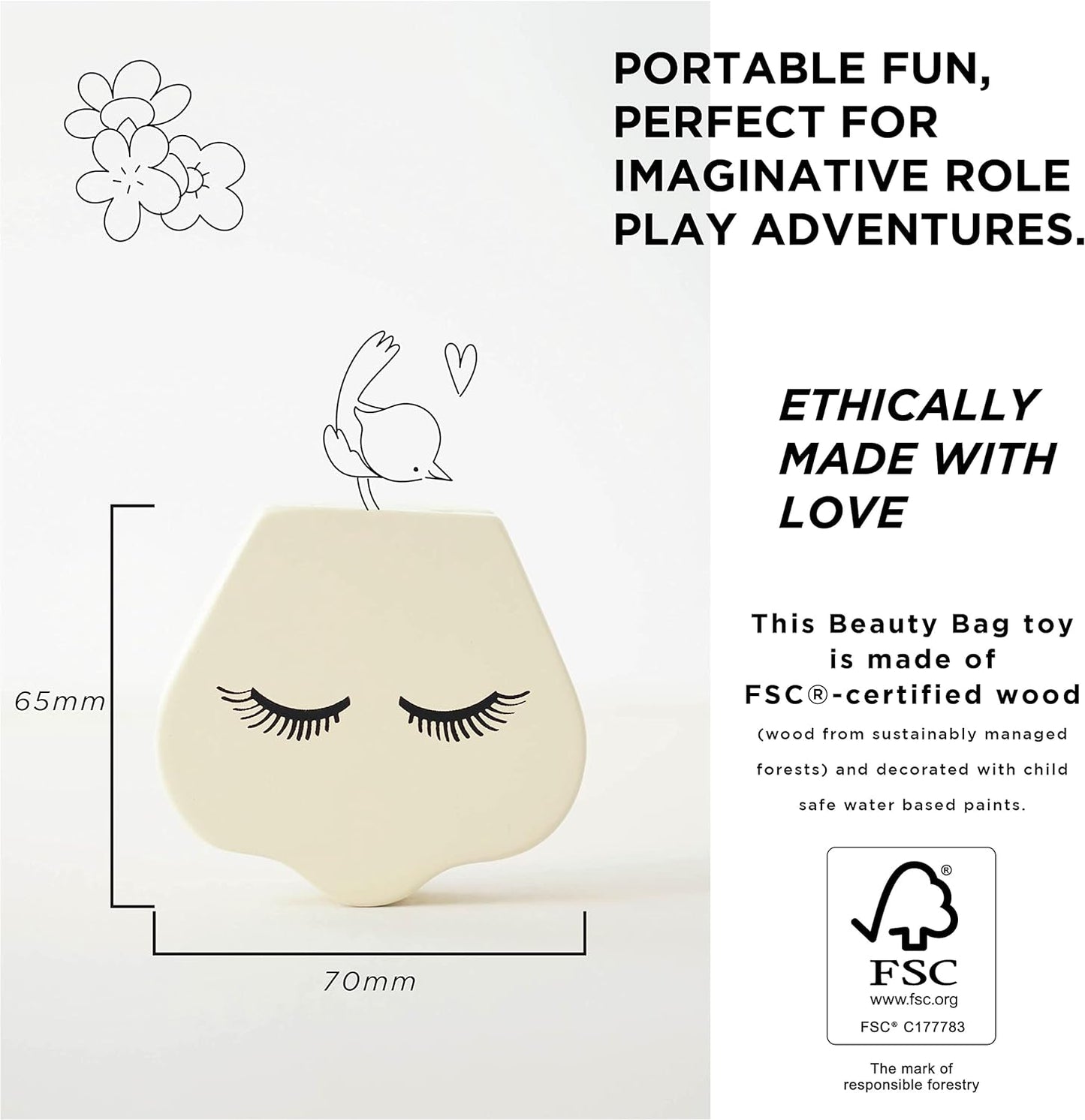 Le Toy Van - Conjunto de cosméticos de madeira com brinquedo de dramatização de bolsa | Conjunto de brincadeiras de simulação Star Beauty Bag - adequado para mais de 3 anos