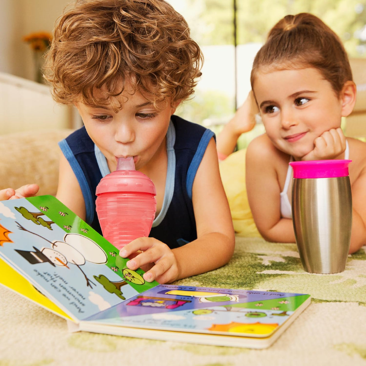 Munchkin Kit com 3 Copos Mighty Grip para Bebês | À prova de vazamentos | 296 ml | Rosa/Verde