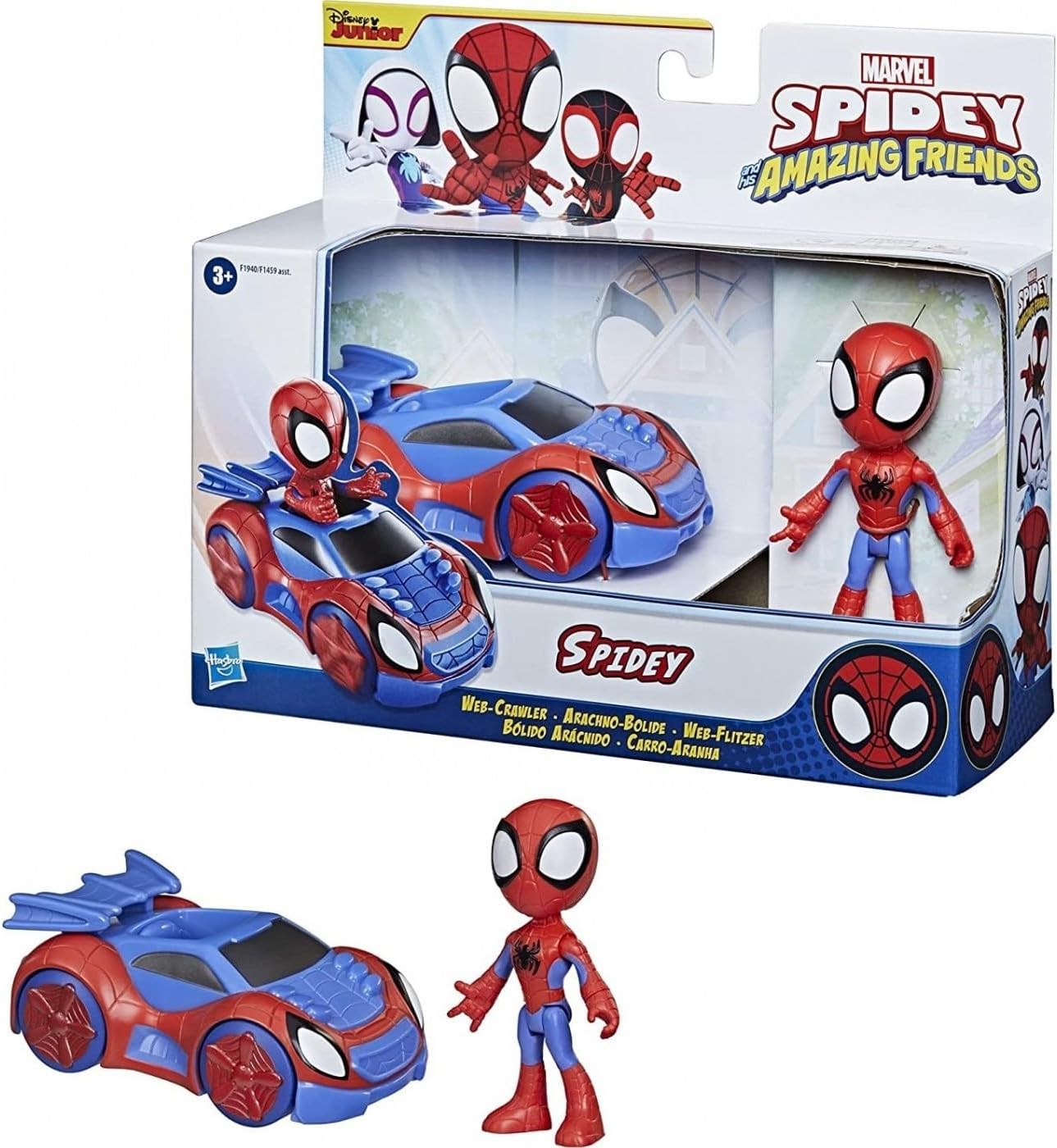 Homem-Aranha e seus Incríveis Amigos - Figura de Ação do Homem-Aranha da Hasbro Marvel com Veículo Web-Crawler, para Crianças a partir de 3 Anos, Multicolorido, F1940
