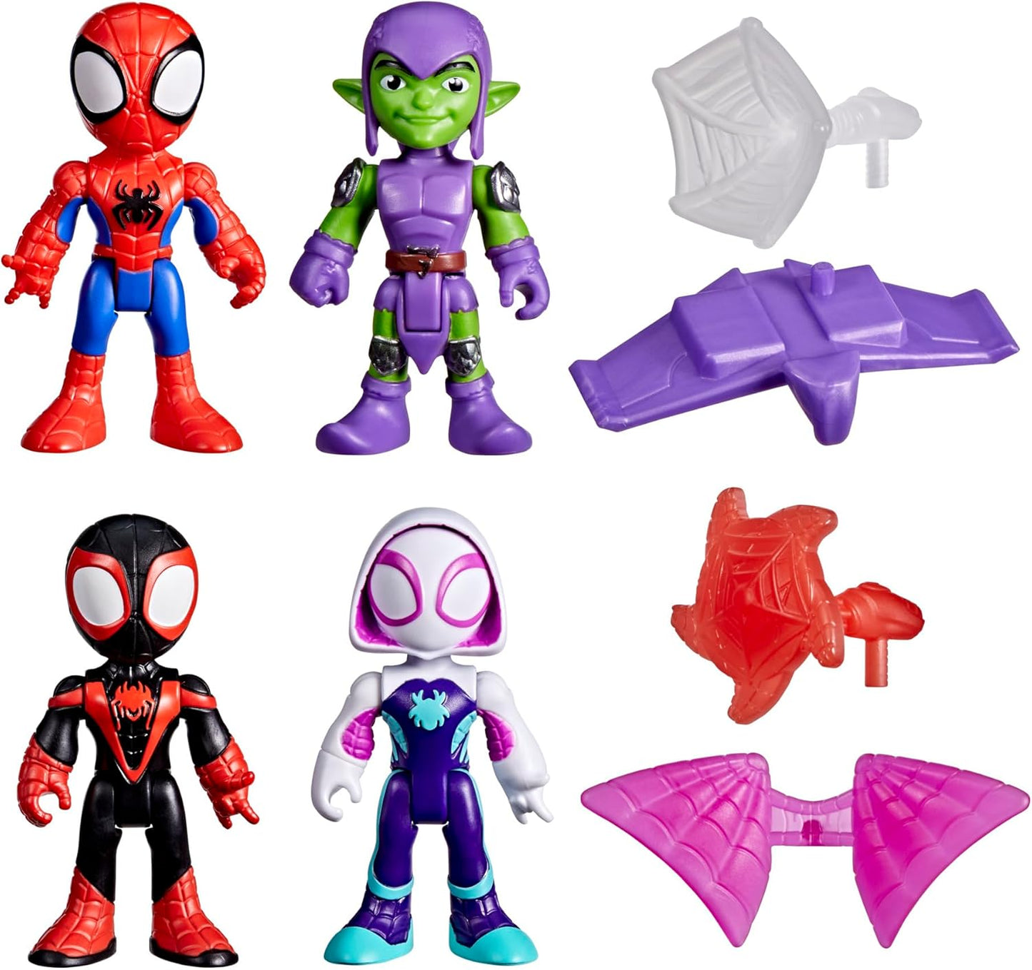 Conjunto de Aventuras de Lançamento de Teias do Homem-Aranha e seus Incríveis Amigos da Marvel, Figuras de Ação do Homem-Aranha, Verde