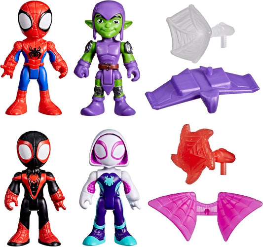 Conjunto de Aventuras de Lançamento de Teias do Homem-Aranha e seus Incríveis Amigos da Marvel, Figuras de Ação do Homem-Aranha, Verde