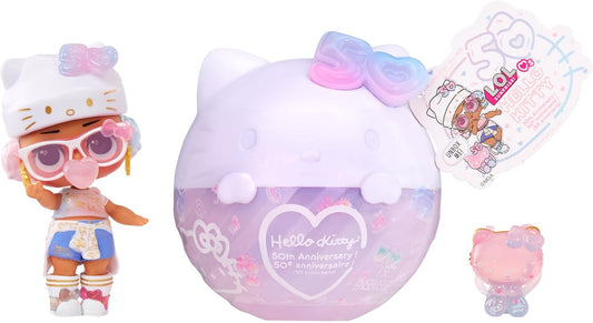 LOL Surprise Loves Hello Kitty Tots - Boneca de edição limitada Crystal Cutie - Boneca colecionável do 50º aniversário da Hello Kitty com 7 surpresas - Ótimo para meninas com mais de 3 anos