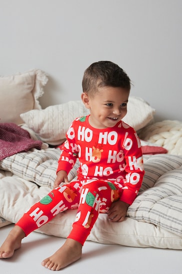 |BigBoy| Natal Pijama De Manga Comprida Com Estampa De Natal e Ajuste Confortável (9 meses a 12 anos)