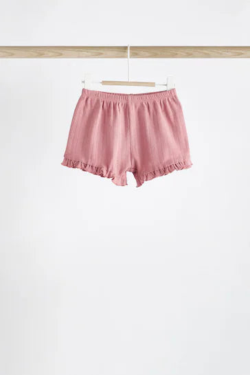 |BabyGirl| Conjunto Camiseta e Shorts Bebê 6 Peças - Pointelle Rosa