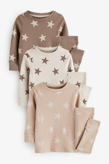|Boy| Pacote De 3 Pijamas Neutral Star Snuggle (9 meses a 10 anos)