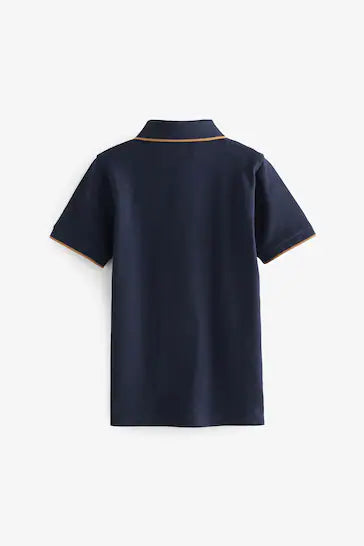 |BigBoy| Polo De Manga Curta Com Ponta Azul Marinho (3-16 anos)