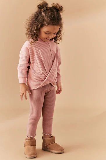 |Girl| Conjunto De Top e Legging Canelados - Pink (3 meses a 7 anos)