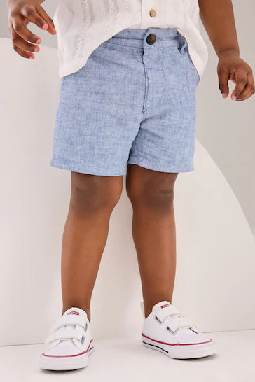 |Boy| Shorts Chinos - Azul Chambray (3 Meses - 7 Anos)