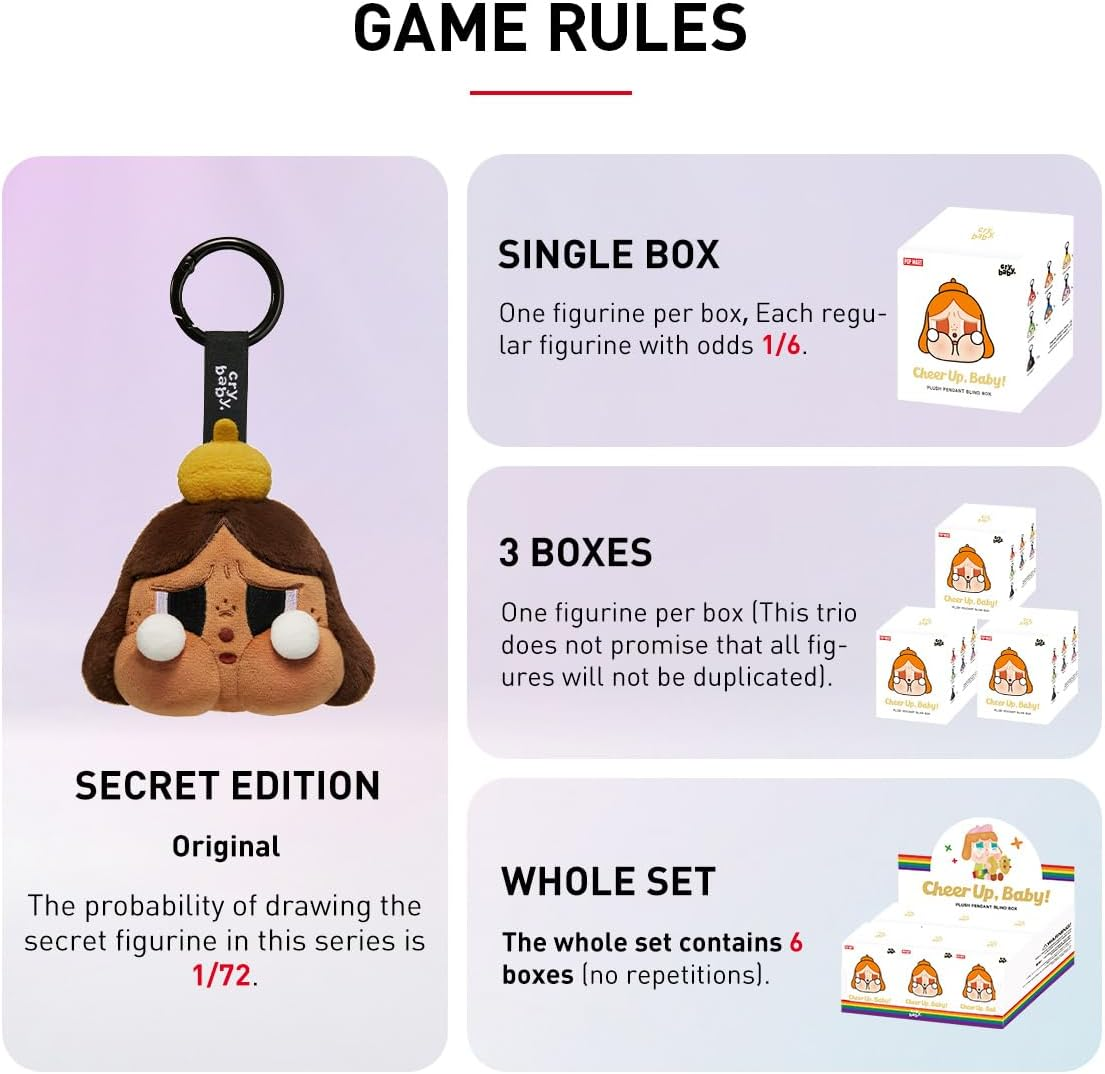 POP MART CRYBABY CHEER UP, BABY! SERIES - Bonecos de peluche da série 1 caixa de 2,5 polegadas, bonecos de ação articulados, design premium, presentes para fãs - brinquedo colecionável favorito