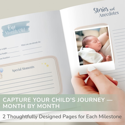 Livro de Memórias para Bebés Tiny Trees® - Diário do Meu Primeiro Ano - 51 Páginas - Presente para o Chá de Bebé - Diário para Grávidas, Pais e Famílias | Marcos e Celebrações Mensais