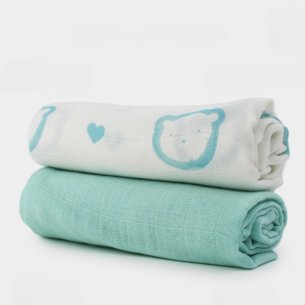 Little Giggles Co. Paninhos de musselina grandes para bebés, 60 x 60 cm - Pacote de musselinas para bebés, manta para fraldas dos 0 aos 3 meses, artigos essenciais para bebés recém-nascidos, mantas para recém-nascidos (morsa azul)