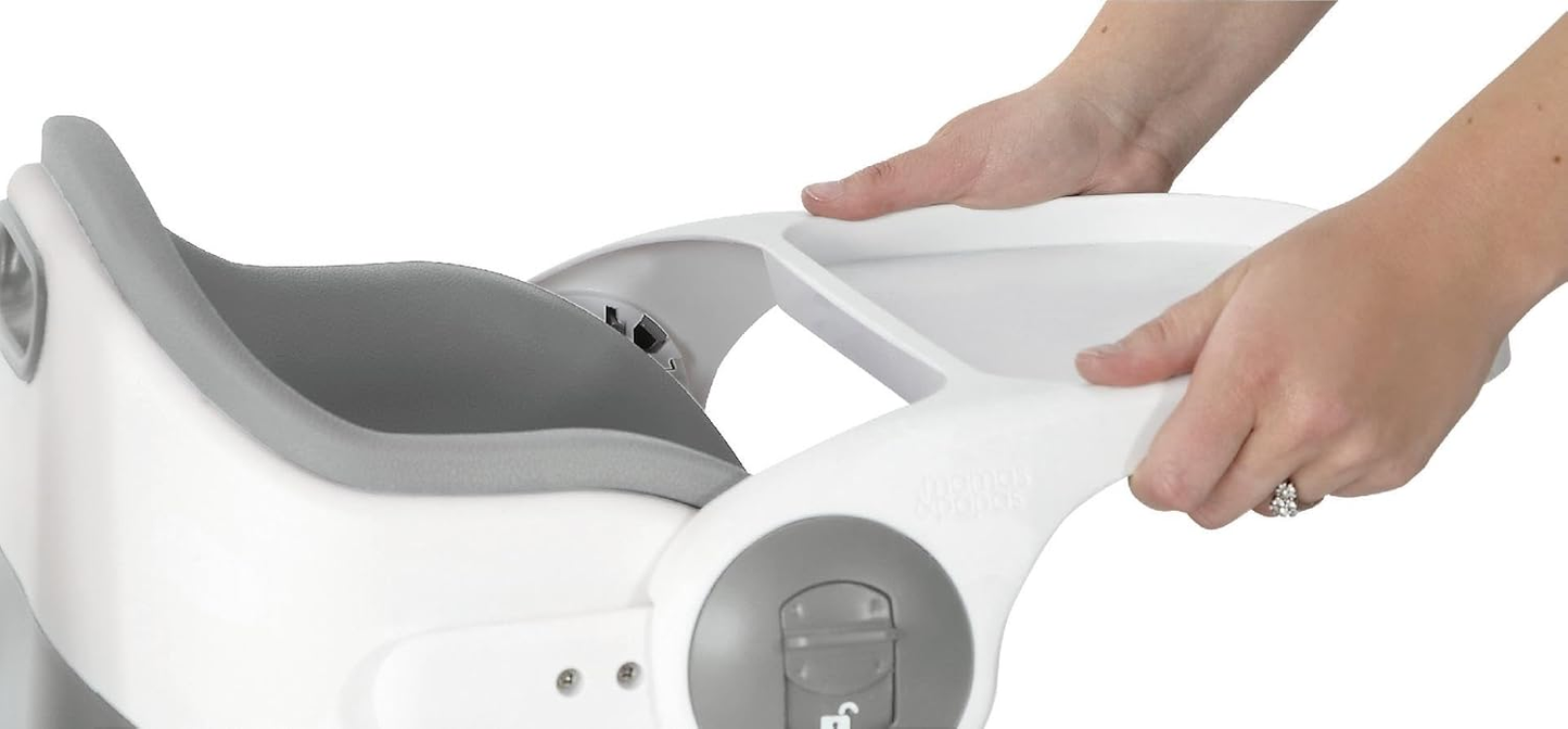 Assento elevatório Mamas & Papas Baby Bud para refeições, tabuleiro amovível, cinto de segurança, assento ajustável e pés antiderrapantes, cinzento Pebble