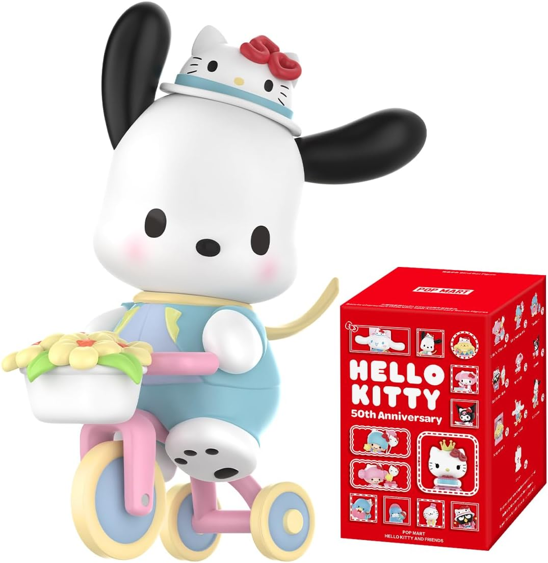 Bonecos da série POP MART Hello Kitty 50º aniversário, 1 peça, design premium, presentes para mulheres, boneco de ação colecionável favorito dos fãs