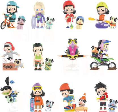 Conjunto POP MART VITA Radical Sports Series (12 caixas) 2,5 polegadas, personagem articulado, design premium, presentes para mulheres, caixa surpresa de decoração de mesa favorita dos fãs, brinquedo colecionável, arte, boneco de ação