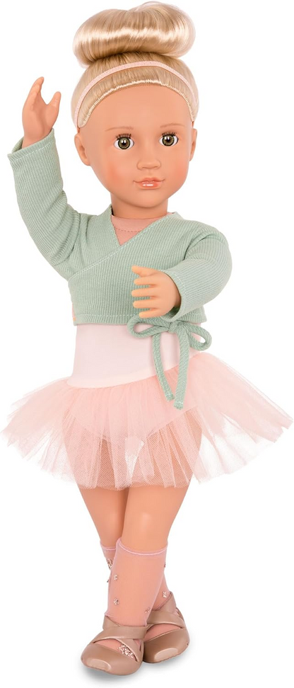 Our Generation - Boneca dançarina de salão de 45 cm com tiara, vestido encantador, cabelo castanho comprido, lindos olhos castanhos, braços e pernas móveis, boneca de moda para maiores de 3 anos