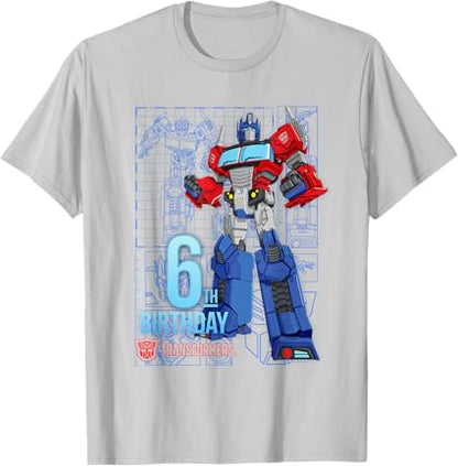 T-shirt de aniversário dos 6 anos do Optimus Prime dos Transformers