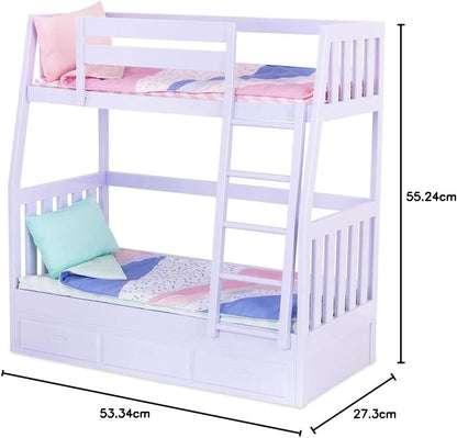 Our Generation Dream Bunks – Lilás – Conjunto de beliche de brinquedo para bonecas de 18 polegadas, adequado para crianças a partir de 3 anos