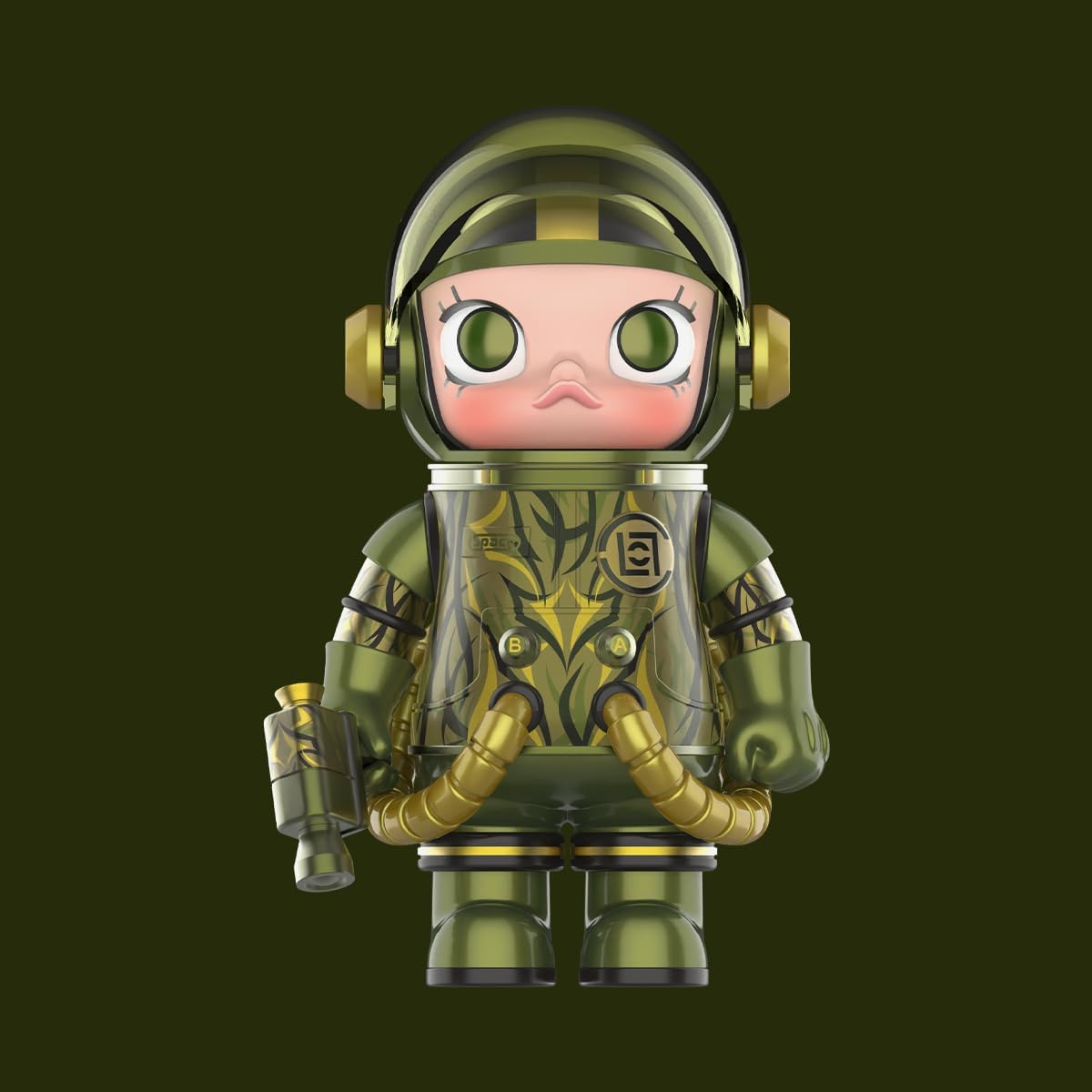 POP MART MEGA SPACE MOLLY 100% CLOT-Olive Alienegra 1 caixa de presentes de design premium para mulheres, boneco de ação colecionável chique favorito dos fãs