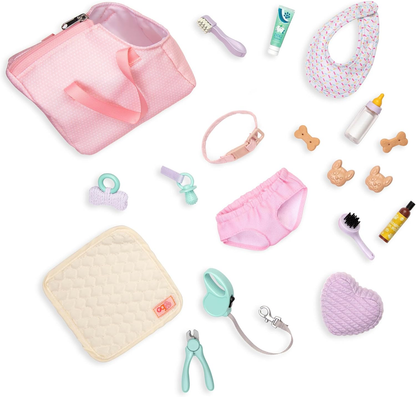 Conjunto de campismo Our Generation Happy Camper para bonecas de 18" - Brinquedo de aventura ao ar livre com tenda, saco-cama, acessórios para fogueira, pau de marshmallow, salsicha, prato de campismo e caneca - (boneca vendida em separado)