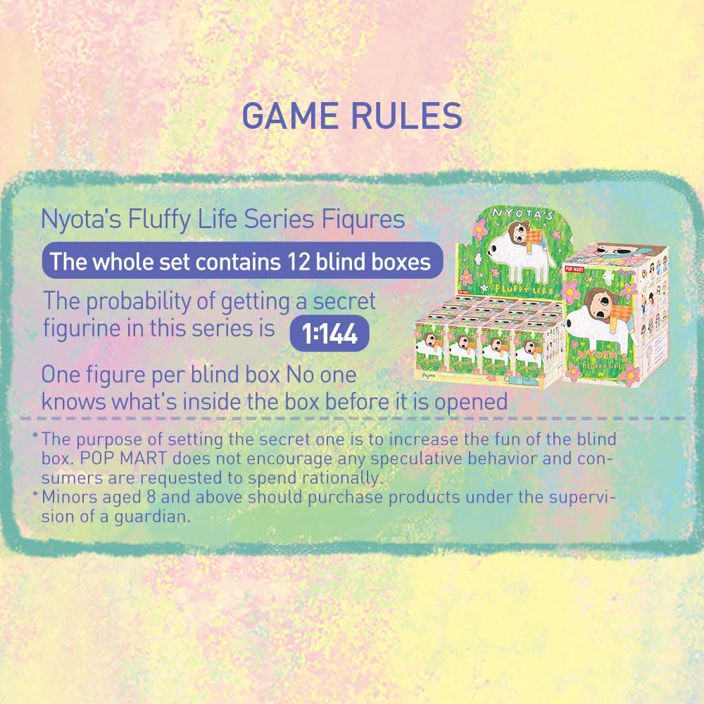 POP MART Nyota's Fluffy Life Series Conjunto completo de figuras (12 caixas) 2,5 polegadas Personagem articulado Design premium presentes para mulheres Caixa surpresa favorita dos fãs Boneco de ação de brinquedo colecionável