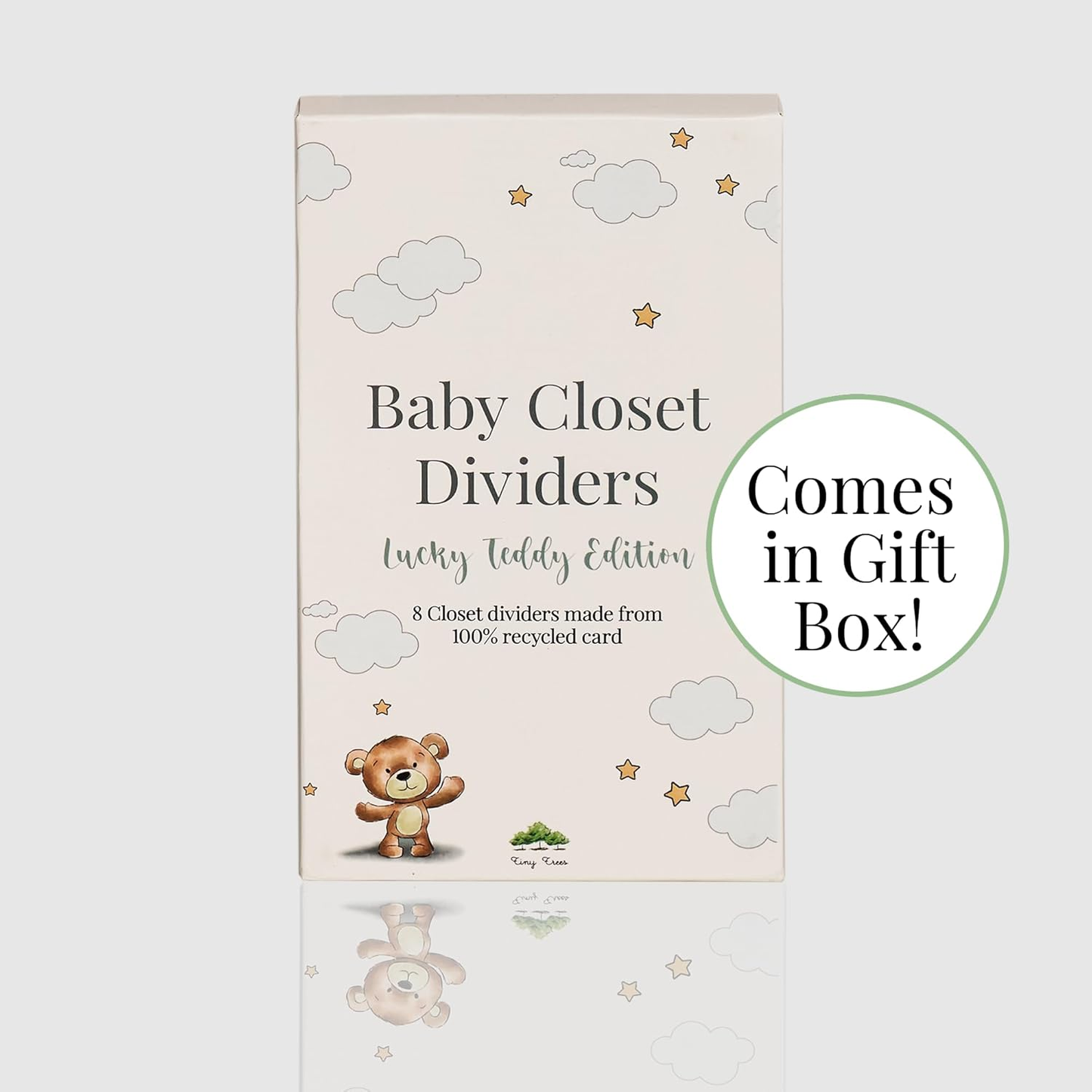 Divisores de guarda-roupa de bebé Tiny Trees em caixa de oferta - 8X Divisores de roupa unissexo para bebés dos 0 aos 24 meses - Presentes para pais recém-nascidos, organizador de roupa de bebé e divisor de idade para armário de berçário - Edição Teddy